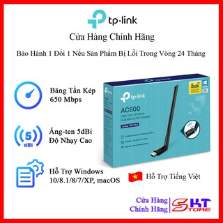 USB Thu Sóng Wifi Tp-Link Archer T2U Plus Băng Tần Kép Chuẩn AC Tốc Độ 600Mbps - Hàng Chính Hãng