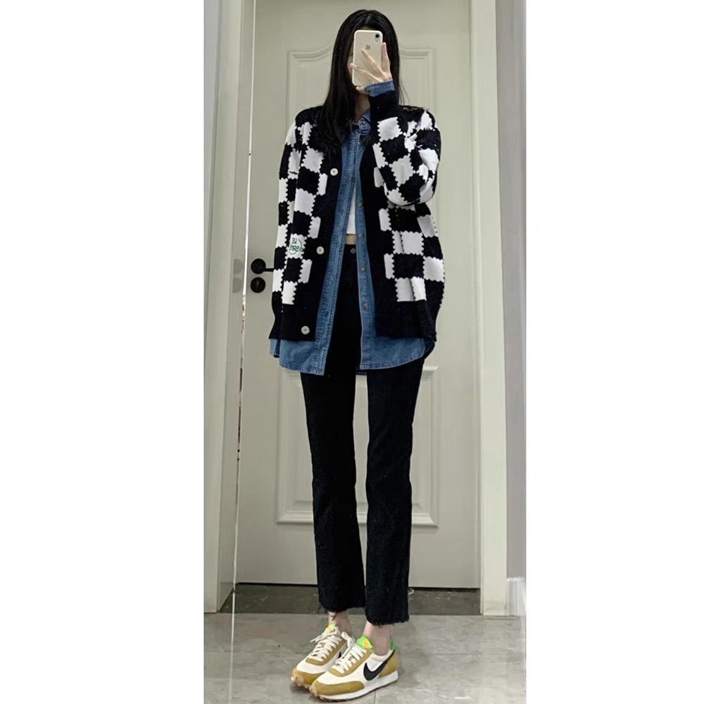 Quần jean dài lưng cao ống suông màu đen thiết kế thời trang cho nữ