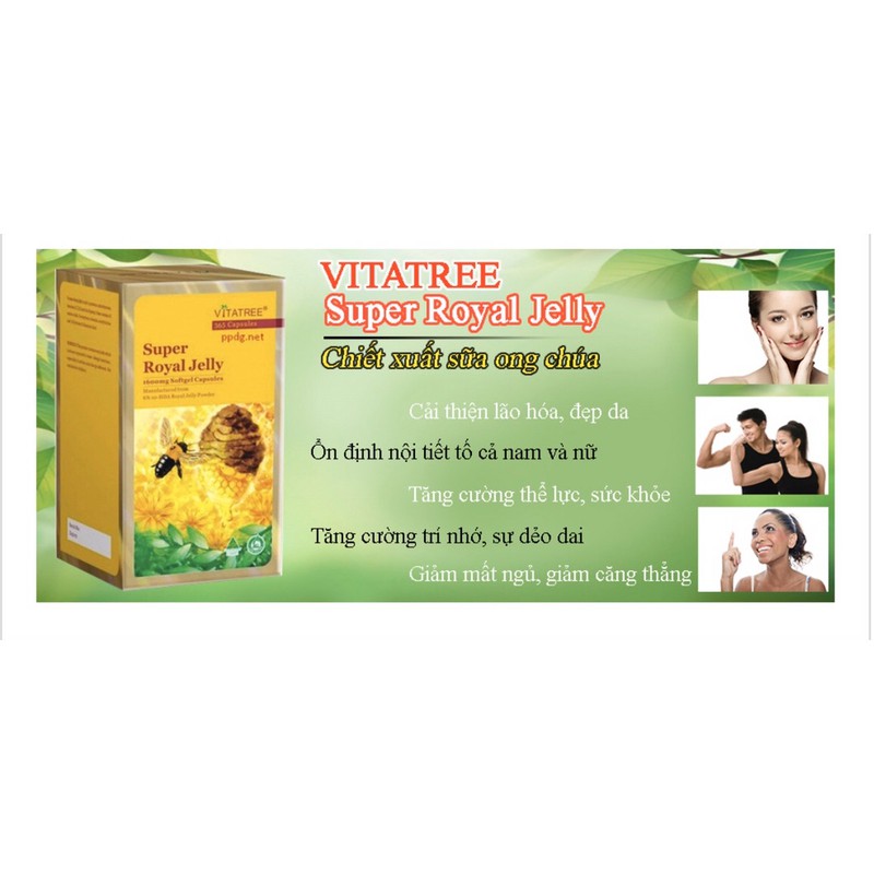 Sữa Ong Chúa VITATREE SUPER ROYAL JELLY   1600mg  - Hộp 100 viên - NHẬP KHẨU ÚC