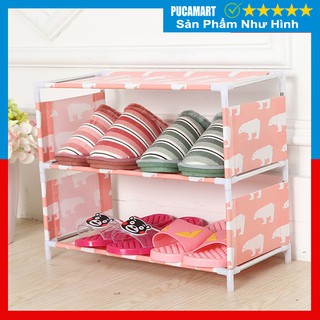 Kệ Để Giày Dép Vải Không Dệt Hoa Văn Xinh Xắn 4 TẦNG