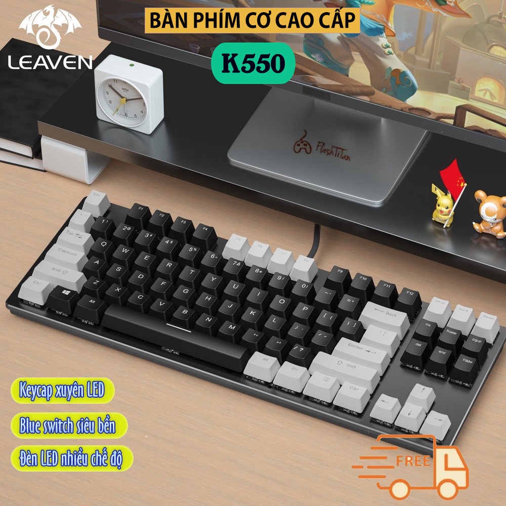 ✥❈Bàn Phím Cơ Máy Tính Gaming LEAVEN K550 Blue Switch Full Led 7 Chế Độ Màu - Chơi Game Văn Phòng Cực Đã