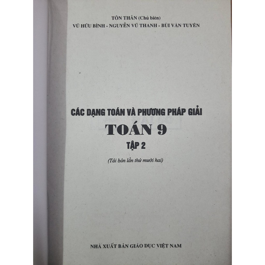 Sách - Các dạng toán và phương pháp giải Toán 9 Tập 2