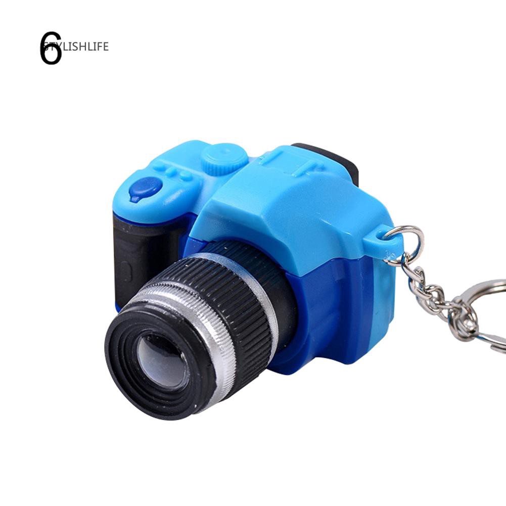 Móc gắn chìa khóa hình máy ảnh DSLR có đèn led sáng tạo