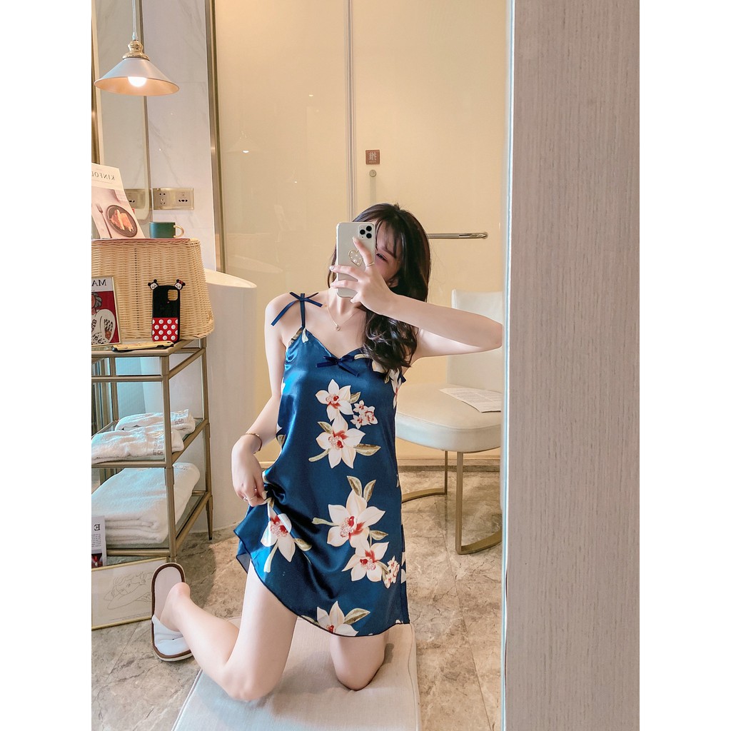 Váy ngủ 2 dây lụa dễ thương dành cho nữ mùa hè,đầm ngủ lụa 2 dây hàng Quảng Châu | BigBuy360 - bigbuy360.vn