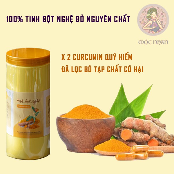 Tinh bột nghệ đỏ nguyên chất 100 loại cao cấp, uống đẹp dáng, sáng da, tốt cho dạ dày, hàng mới MỘC NHAN 500g - handmade