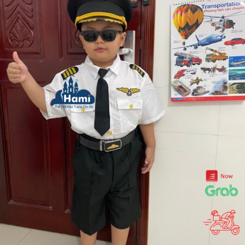 Trang phục phi công cho bé trai size 15, 35kg hm0774