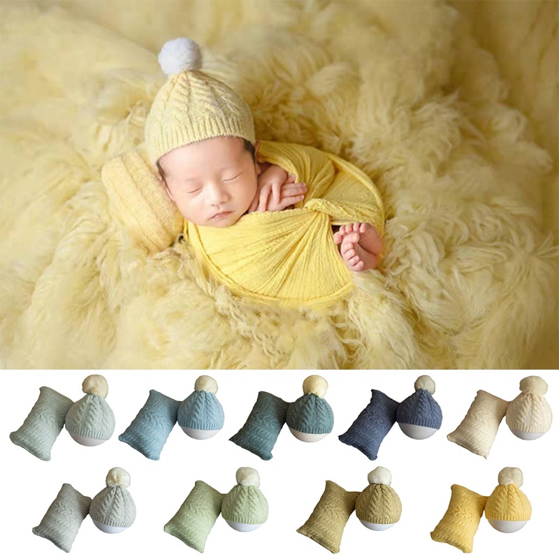Bộ Gối Và Mũ Đan Len Xinh Xắn Dùng Làm Phụ Kiện Chụp Ảnh Cho Bé Sơ Sinh