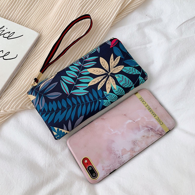 Ví vải oxford cầm tay dáng dài đựng điện thoại phong cách Mori cho nữ