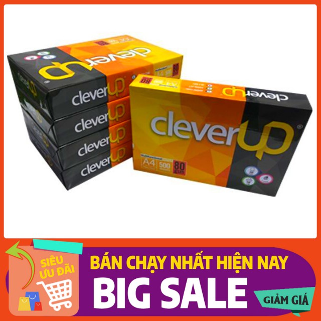 Giấy In Photocopy A4 Clever Up ĐL80/92GSM-Trắng, Mịn, Thích Hợp Máy In, Máy Photo Máy In Màu Và Không Kẹt Giấy