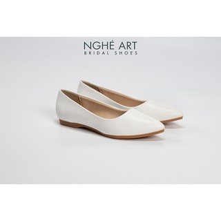 Giày cưới Nghé Art basic bệt búp bê bít mũi 194-1p-da