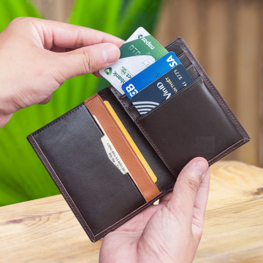 Ví Nam Ngang Mini Gập Đôi Thiết Kế Đơn Giản - Bóp Da Cao Cấp - DTR - Khanhveeaz244