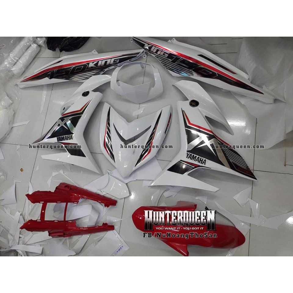 Tem Exciter 150, MX nhọn sọc. Xe trắng. Chất liệu crom. Chỉnh sửa theo yêu cầu.