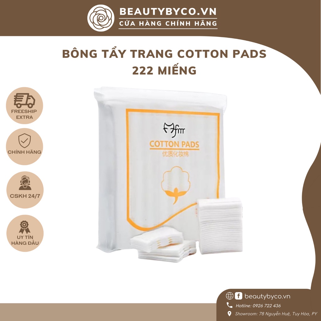 Bông tẩy trang 3 lớp Cotton Pad 222 miếng sợi bông tự nhiên mềm mịn hút nước tốt siêu tiết kiệm an toàn cho da