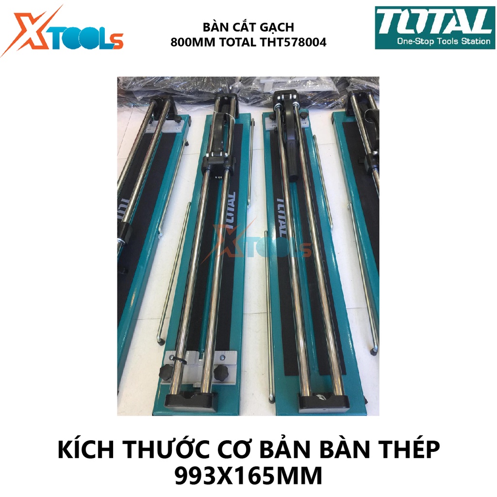 Bàn cắt gạch đẩy tay TOTAL THT578004 Bàn cắt gạch men 1m, chiều dài phần cắt gạch là 800mm, 22x10.5x2mm, 15kg [XTOOLs]