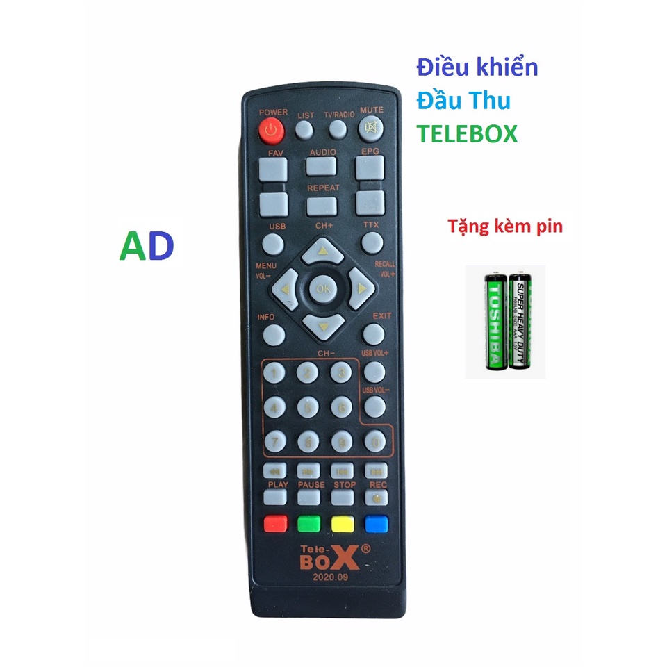 điều khiển đầu thu TELEBOX chất lượng cao-tặng kèm pin-remote đầu truyền hình telebox