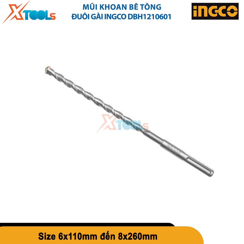 Mũi khoan bê tông đuôi gài INGCO, giúp công việc khoan tường, khoan lỗ để luồn dây lắp đặt [CHÍNH HÃNG][XTOOLS]