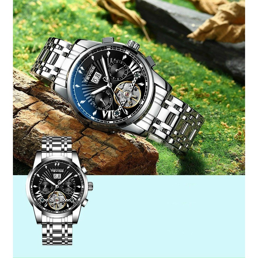 Đồng hồ nam tự động Automatic, đồng hồ đeo tay nam chính hãng TEVISE máy cơ cao cấp, chạy cả đời không cần pin, cực sang