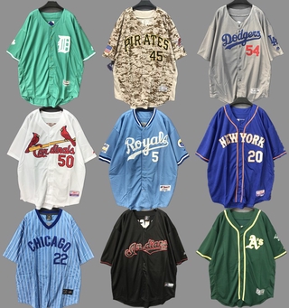 Mlb Bóng Chày Áo Rời Phố Hip-Hop hiphop Jersey Cardigan Retro Thời Gian Bóng Chày Đồng Phục Nửa Tay T-