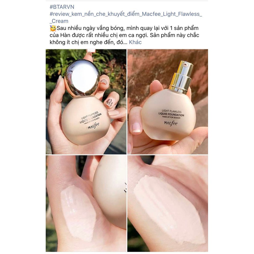 【có sẵn】Kem nền + che khuyết điểm + dưỡng ẩm lâu trôi thiết kế chai hình bóng đèn MACFEE (Hàng chính hãng) | BigBuy360 - bigbuy360.vn