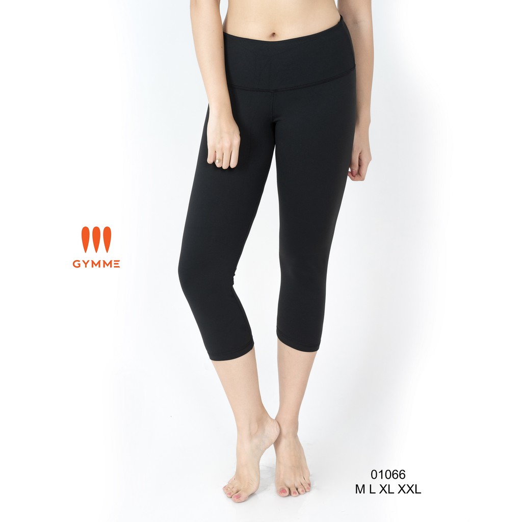 Quần tập gym yoga nữ dáng lửng thể thao GYMME chất liệu cotton, trơn basic - 01066