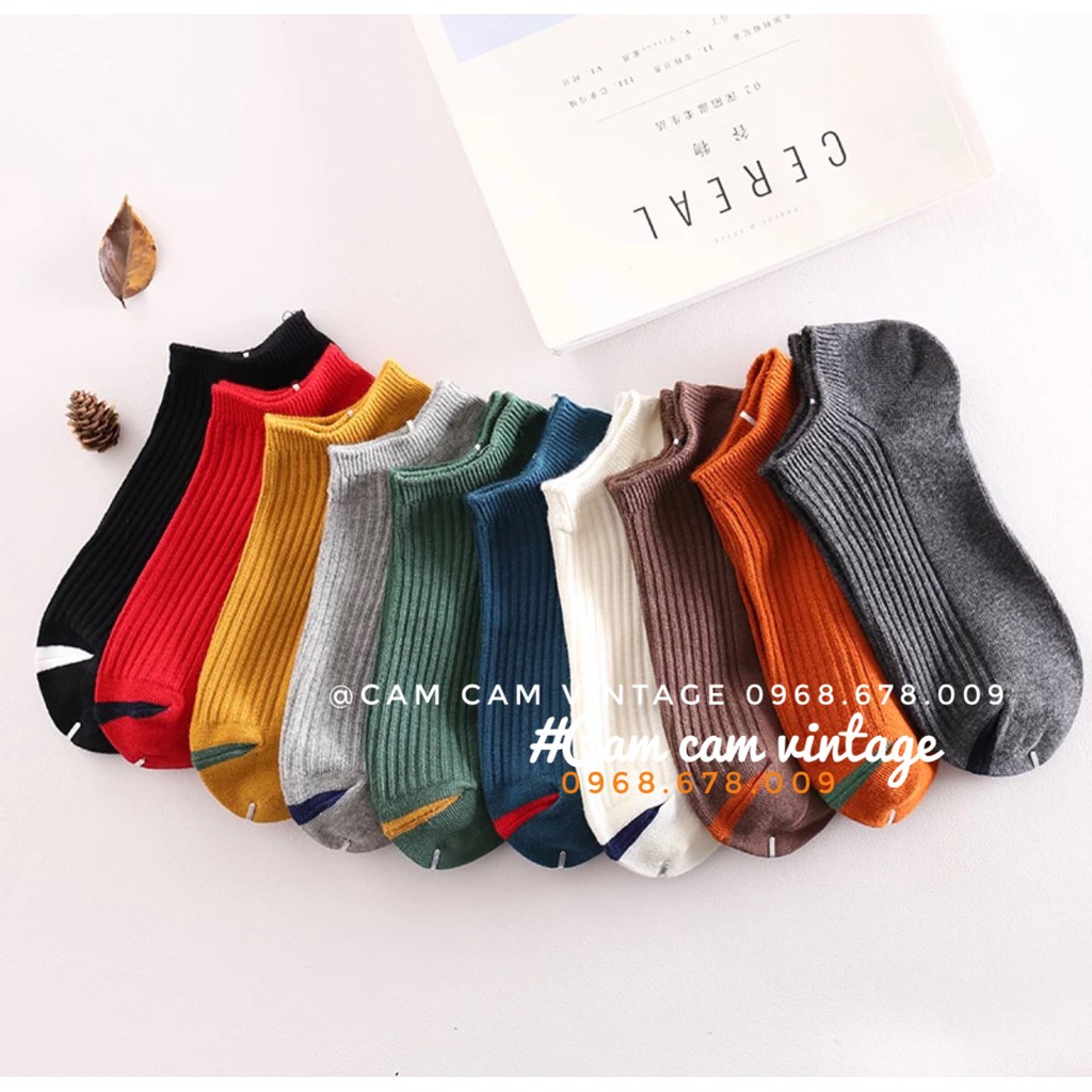 TẤT NGẮN CỔ NAM VỚ NGẮN CỔ NỮ TẤT VỚ VINTAGE CỔ NGÁN CÓ SỌC