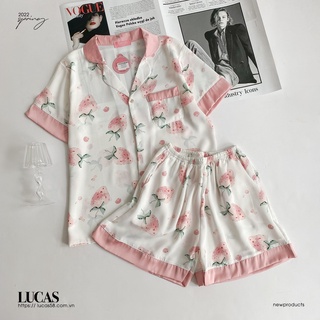 Váy set bộ ngủ họa tiết quản dâu tây