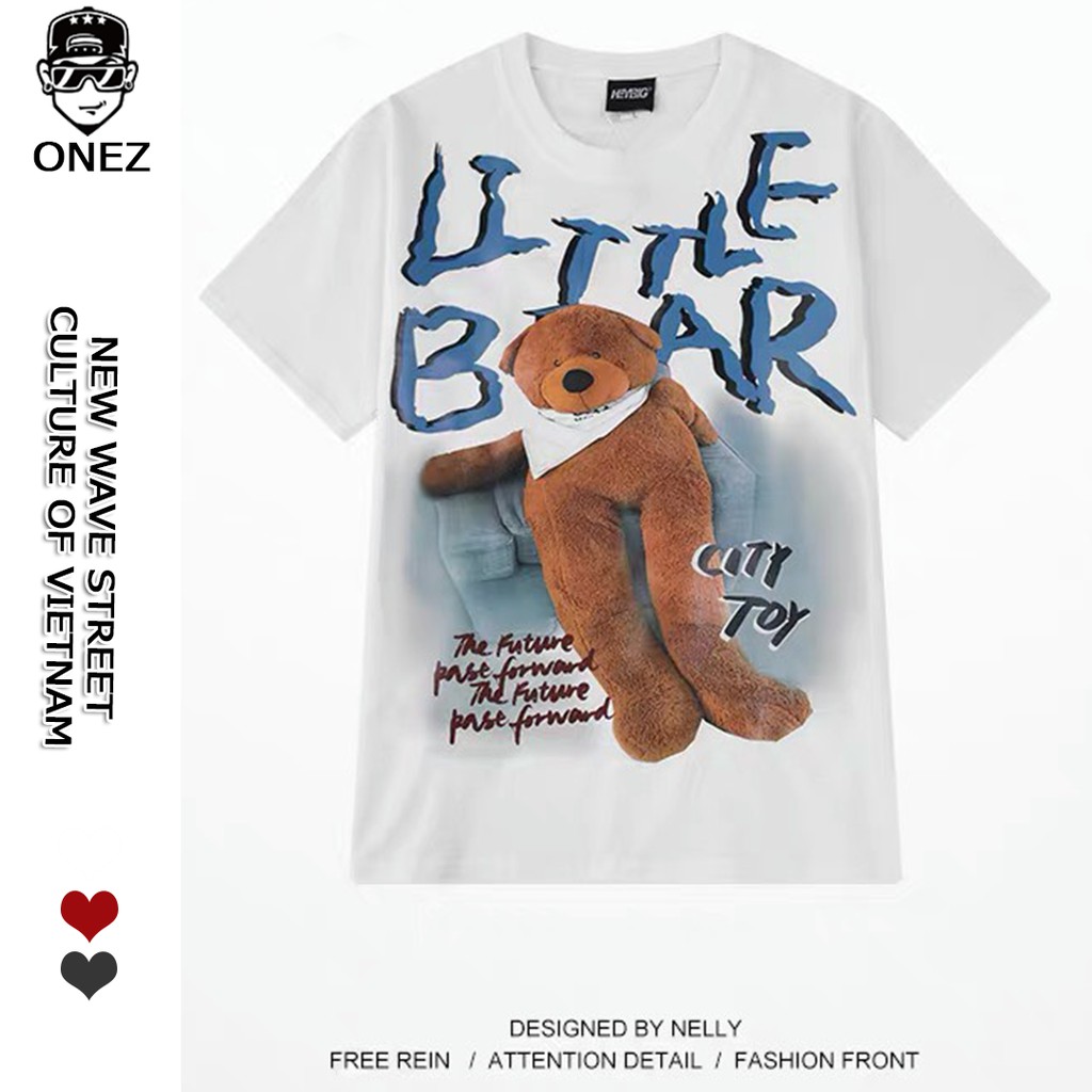 [Bán Giá Gốc] Áo thun tay lỡ ONEZ phông Unisex nam nữ Cotton oversize form rộng Chú Gấu OZT04 | BigBuy360 - bigbuy360.vn