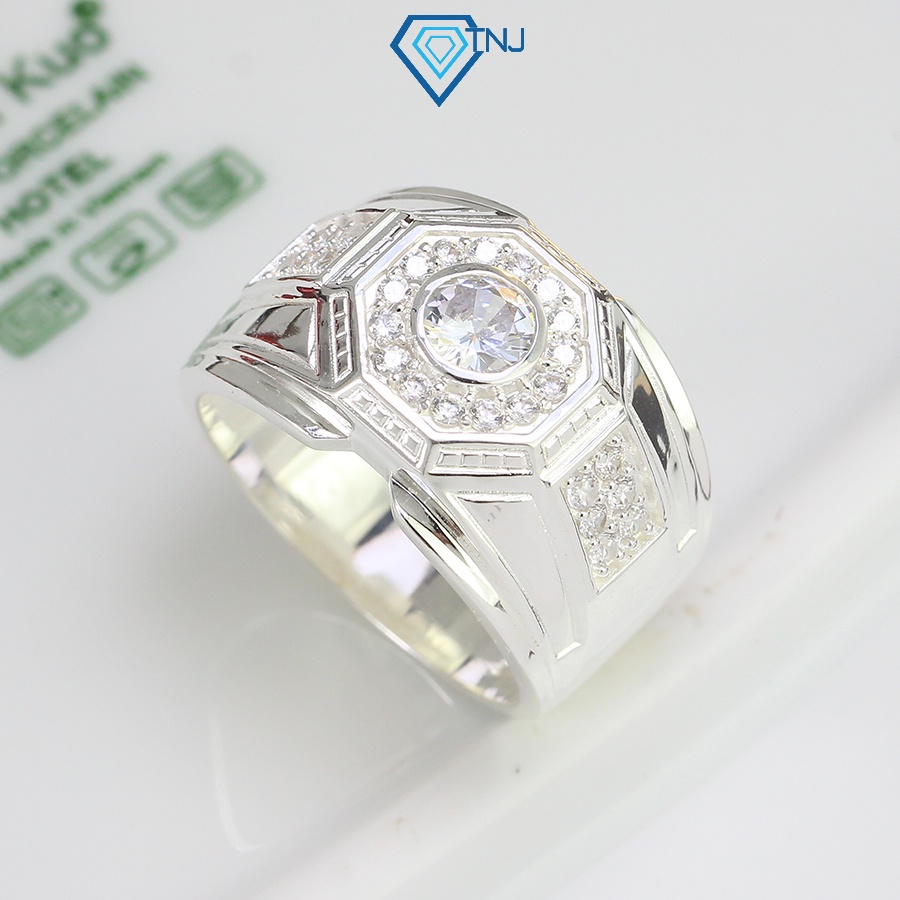 Nhẫn bạc nam 925 đính đá hình bát giác NNA0338 - Trang Sức TNJ