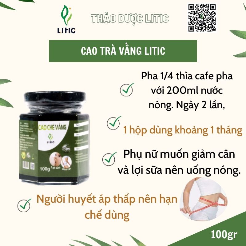 Cao chè vằng lợi sữa giảm cân LITIC 100g ổn định huyết áp giúp ngủ ngon mát gan thanh nhiệt