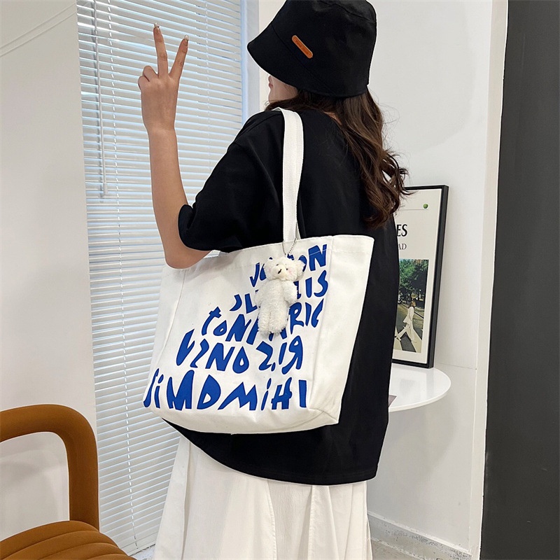 Túi Xách Canvas Cỡ Lớn In Chữ Thời Trang Cho Nữ