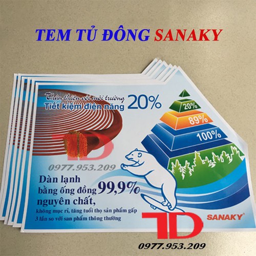 Tem dán Tủ Đông SANAKY, Tem năng lượng SAKAKY 02