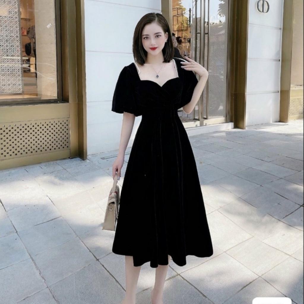 Váy nữ thiết kế dáng suông dài dự tiệc sang trọng trẻ trung chất nhung cao cấp HN Clothing V20