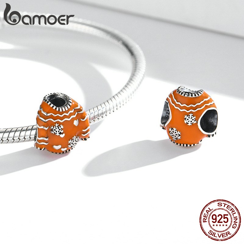 Hạt xỏ dây chuyền vòng tay Bamoer Scc1998 với 6 mẫu lựa chọn bằng bạc 925 tạo hình trang phục mùa đông có lỗ hở 4.5mm