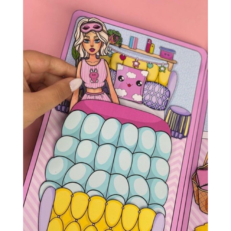 (BÚP BÊ GIẤY 2) NGÔI NHÀ MÀU HỒNG