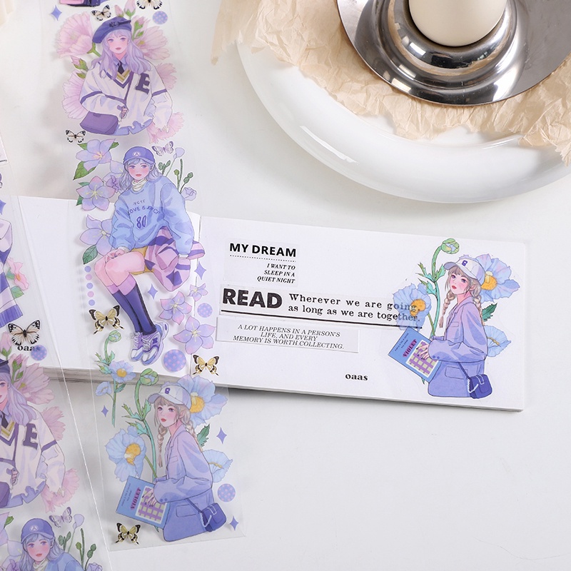 1 Tờ Băng Keo Dán Truyện Tranh Màu Tím Cho Bé Gái