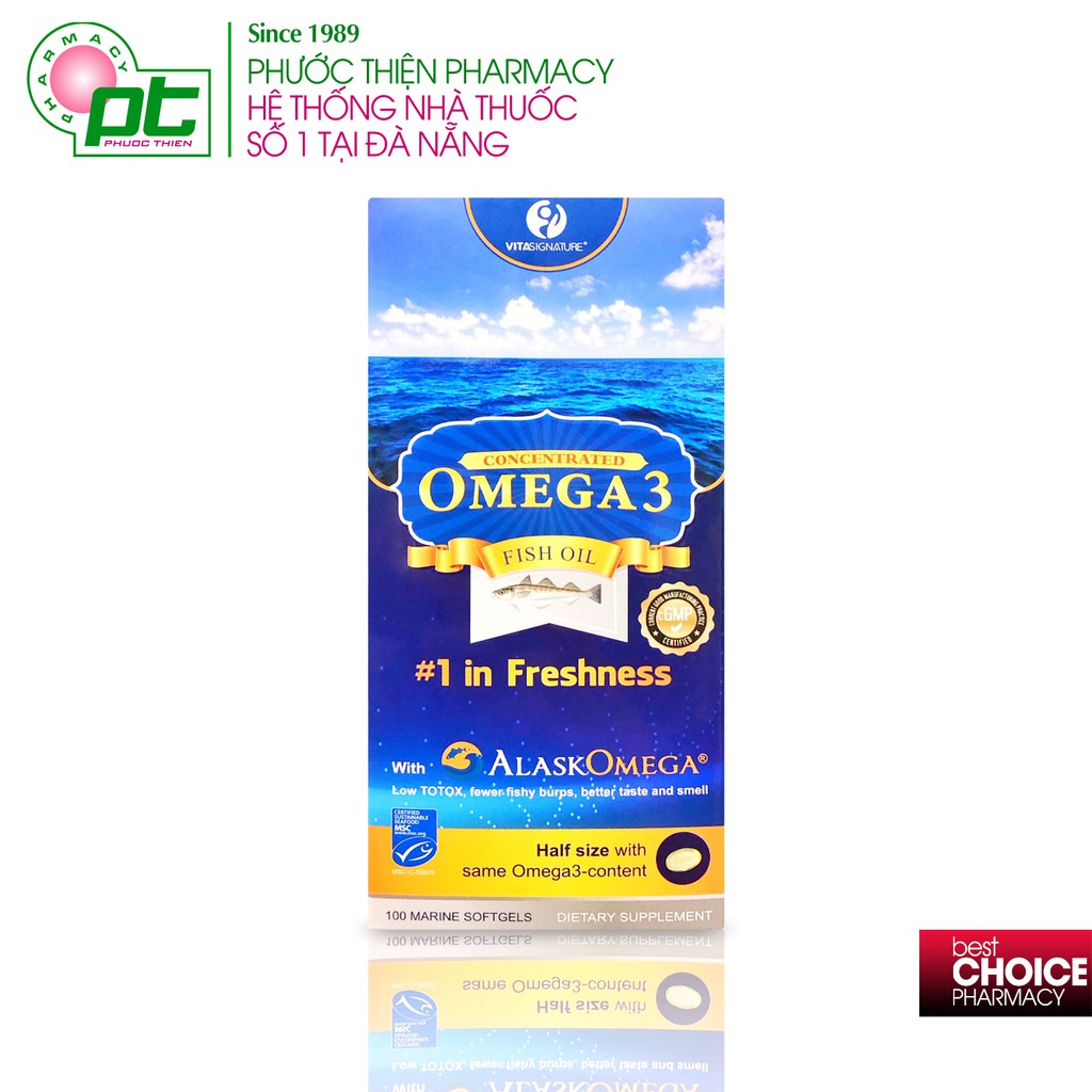 Dầu Cá Tươi Alaska Chọn Lọc Omega 3 Fish Oil Lọ 100 Viên