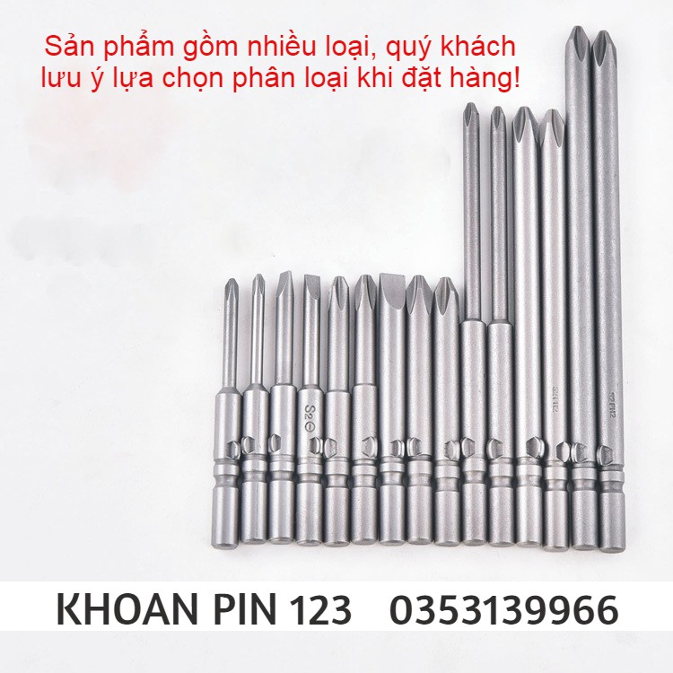 Mũi vặn vít, đầu vặn vít 4 cạnh hình chữ thập size cực đại dài đến 30cm