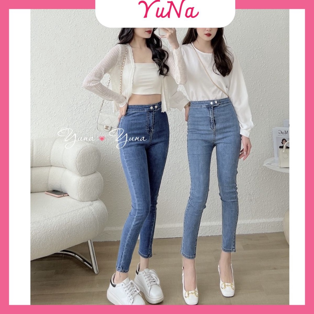 Quần jean nữ YUNA dáng ôm cạp cao kiểu dáng skinny phong cách Hàn Quốc co dãn bốn chiều, thời trang nữ YUNA | BigBuy360 - bigbuy360.vn