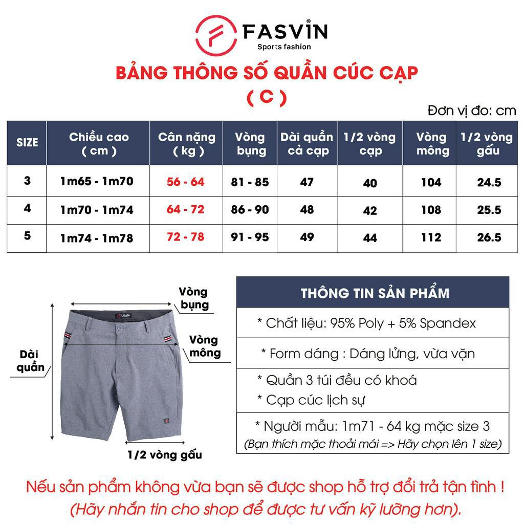 Quần Short lửng Thể Thao Nam FASVIN C20213.HN Vải Gió Chun Dầy Dặn Cao Cấp