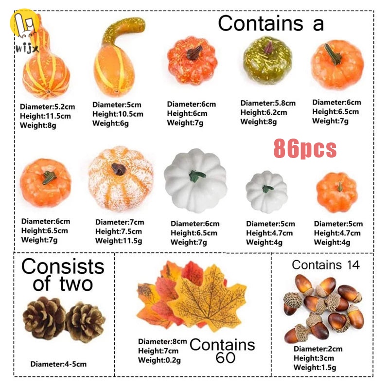 Bí Ngô Giả Dùng Trang Trí Halloween Với Lá Phong / Bí Ngô / Lá Phong Nhân Tạo