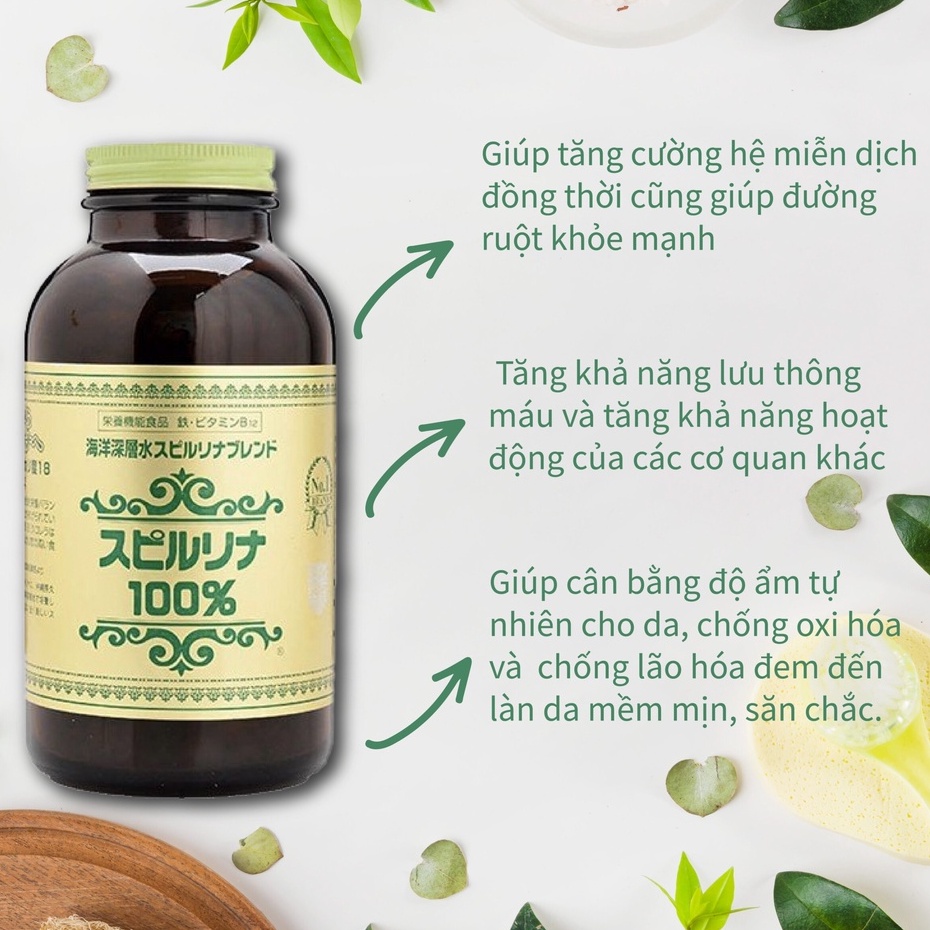 (Giá sỉ) Tảo xoắn tem đỏ Nhật Bản, viên tảo xoắn Spirulina hộp 2200 viên [Date 2025]