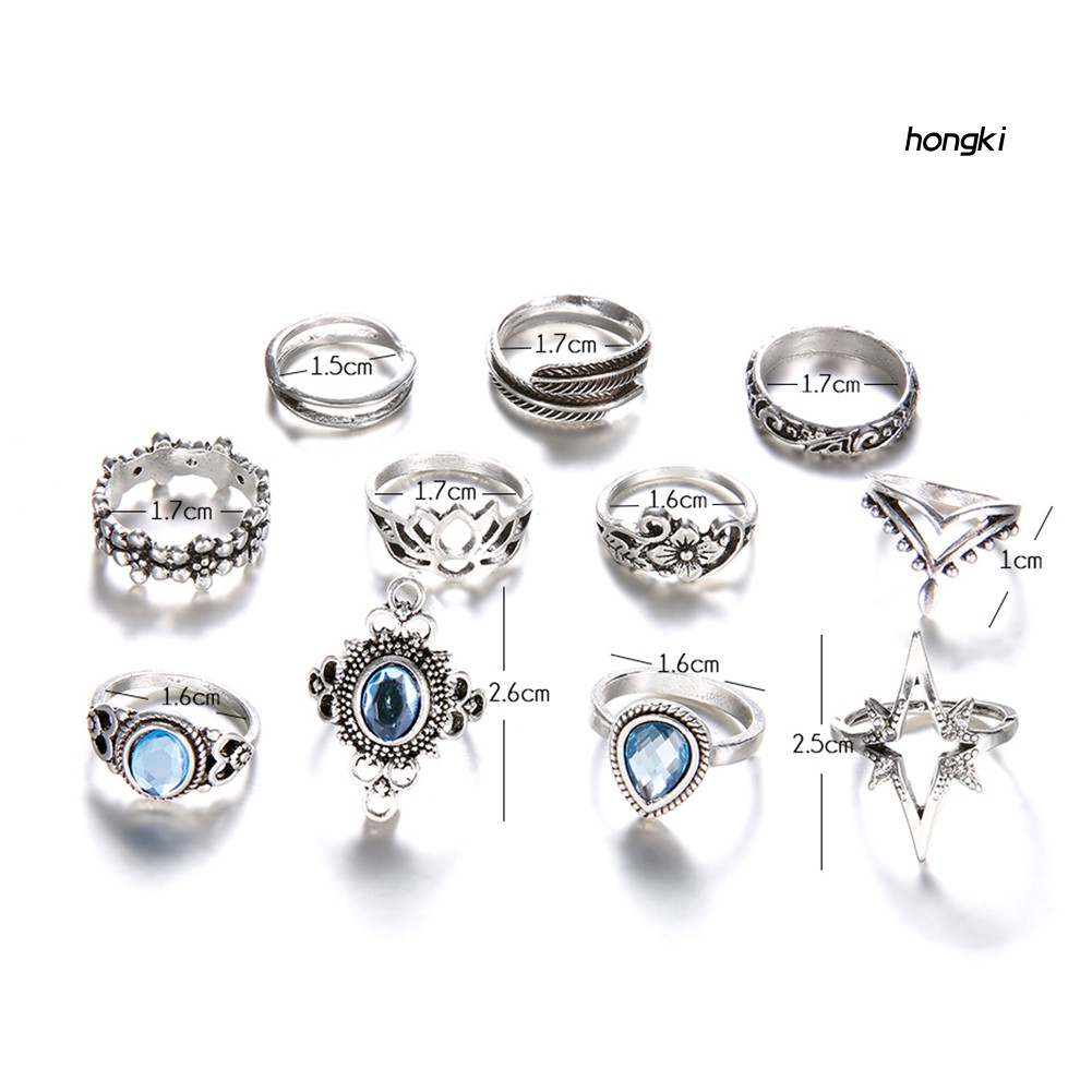 Set 11 nhẫn đeo khớp ngón tay phong cách retro dành cho nữ