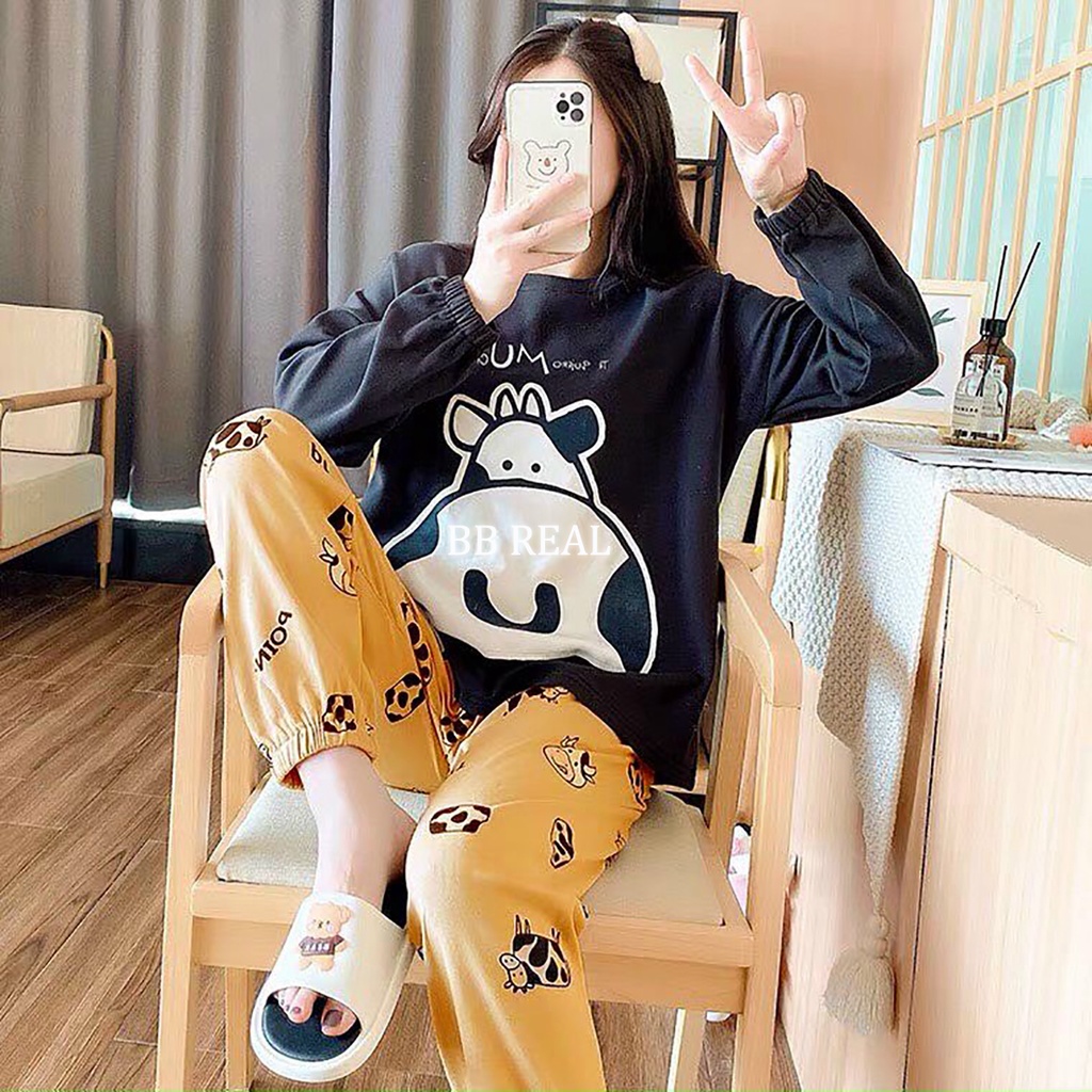 Đồ Bộ Mặc ở Nhà Bộ Đồ Ngủ Nữ Quần Dài Pijama Thun Lạnh Đẹp [CODE 17-20] Freesize Từ 45-60Kg - BB REAL | BigBuy360 - bigbuy360.vn