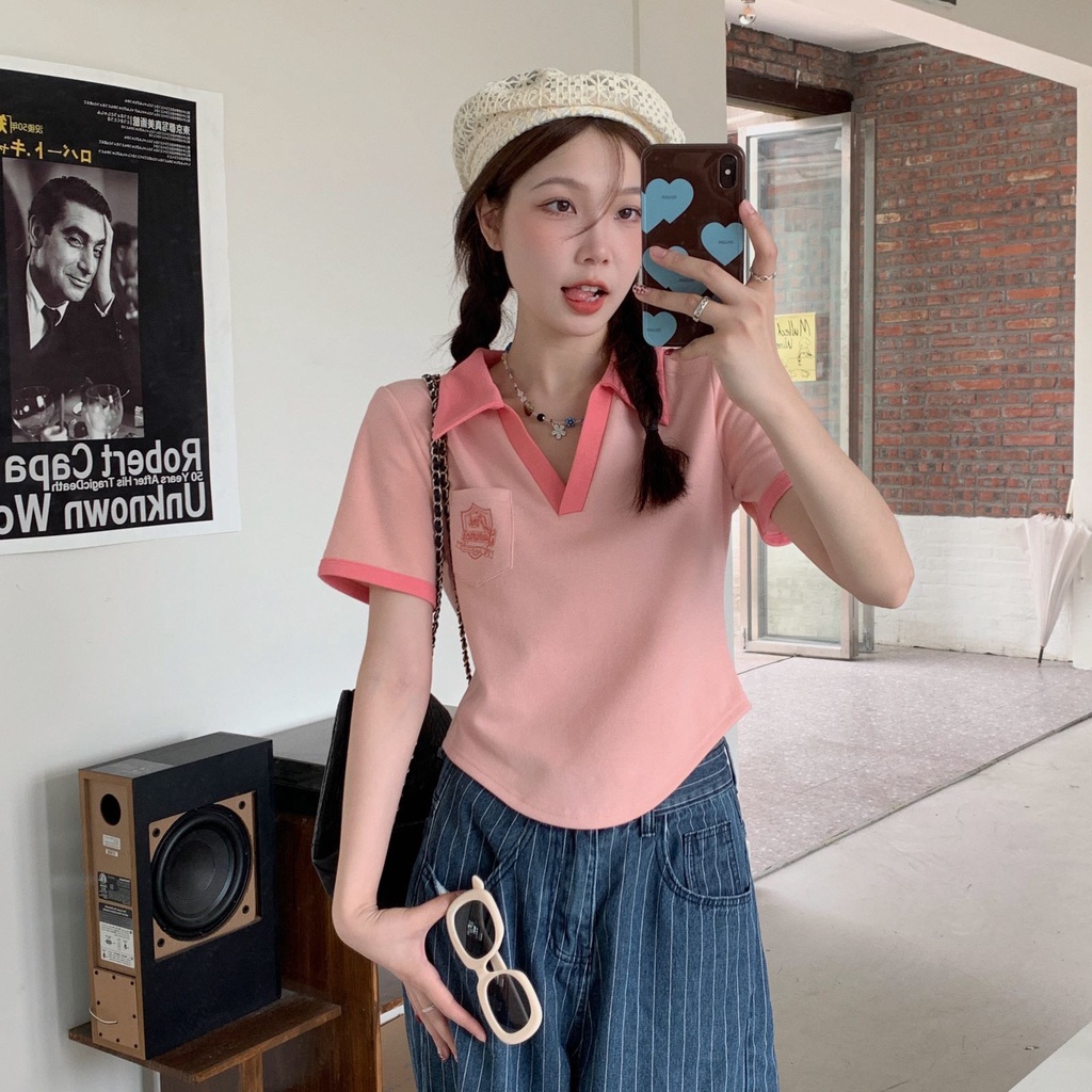 Áo Thun Polo Tay Ngắn Plus Size Cho Nữ áo sơ mi cổ đứng