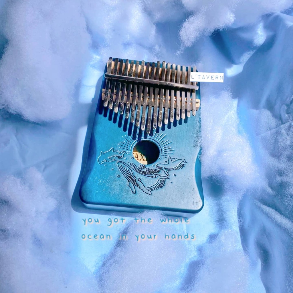 Đàn Kalimba 17 phím màu xanh hình cá voi, nai, radio tiếng hay freeship cực hot