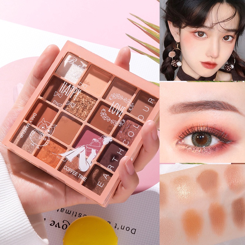 [Hàng mới về] Bảng phấn mắt 16 màu lì/ánh nhũ thời trang | BigBuy360 - bigbuy360.vn