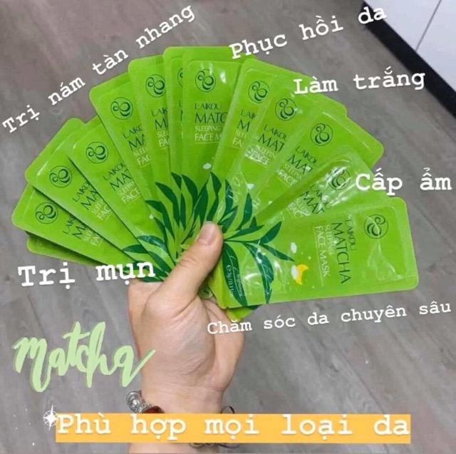 MẶT NẠ NGỦ MATCHA- TRÀ XANH🌿🌿(bịch 15 miếng ở đâu rẻ hơn hoàn tiền )