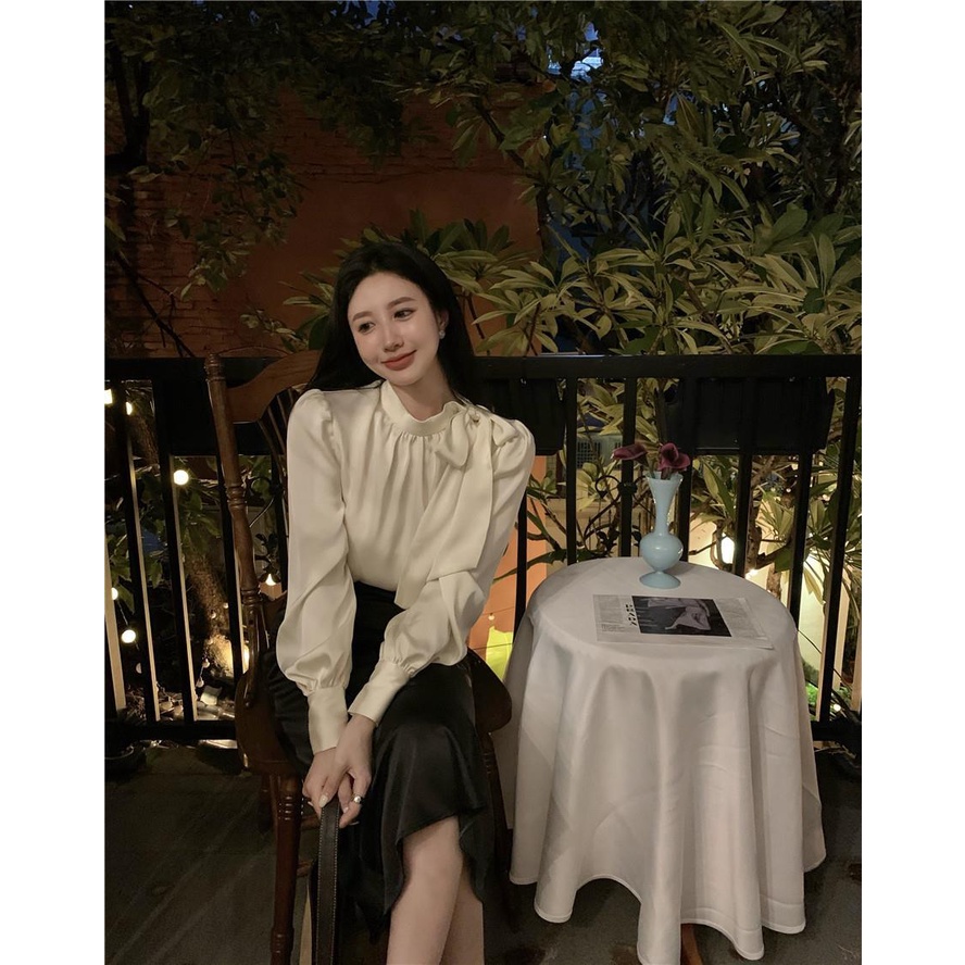 [MURIOKI] Áo Sơ Mi Tay Dài Phong Cách Thời Trang Pháp Mới 2022 Dành Cho Nữ