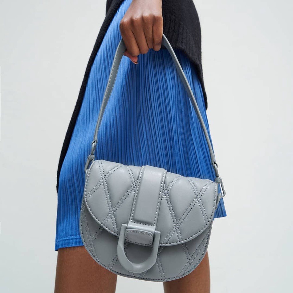 Túi Ví CNK GABINE XANH CHẦN Ô saddle bag đeo vai/ xách tay hàng hiệu cao cấp