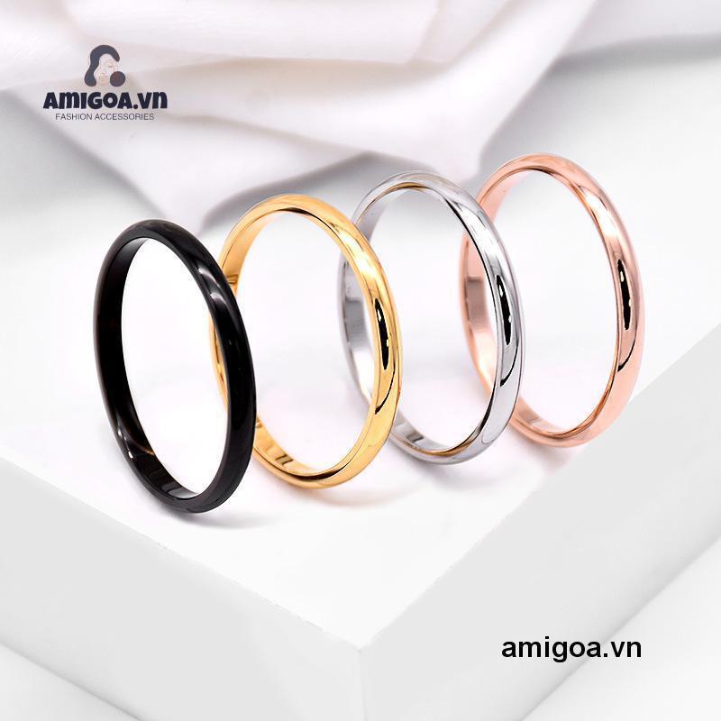 ✨✨Nhẫn Thép Titan Màu Vàng Hồng/Bạc Đính Đá Thời Trang Dành Cho Nữ